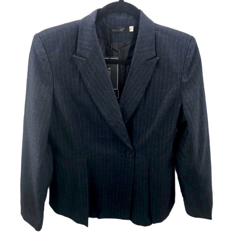 NWT YUNCLOS women’s pinstripe silk lined blazer